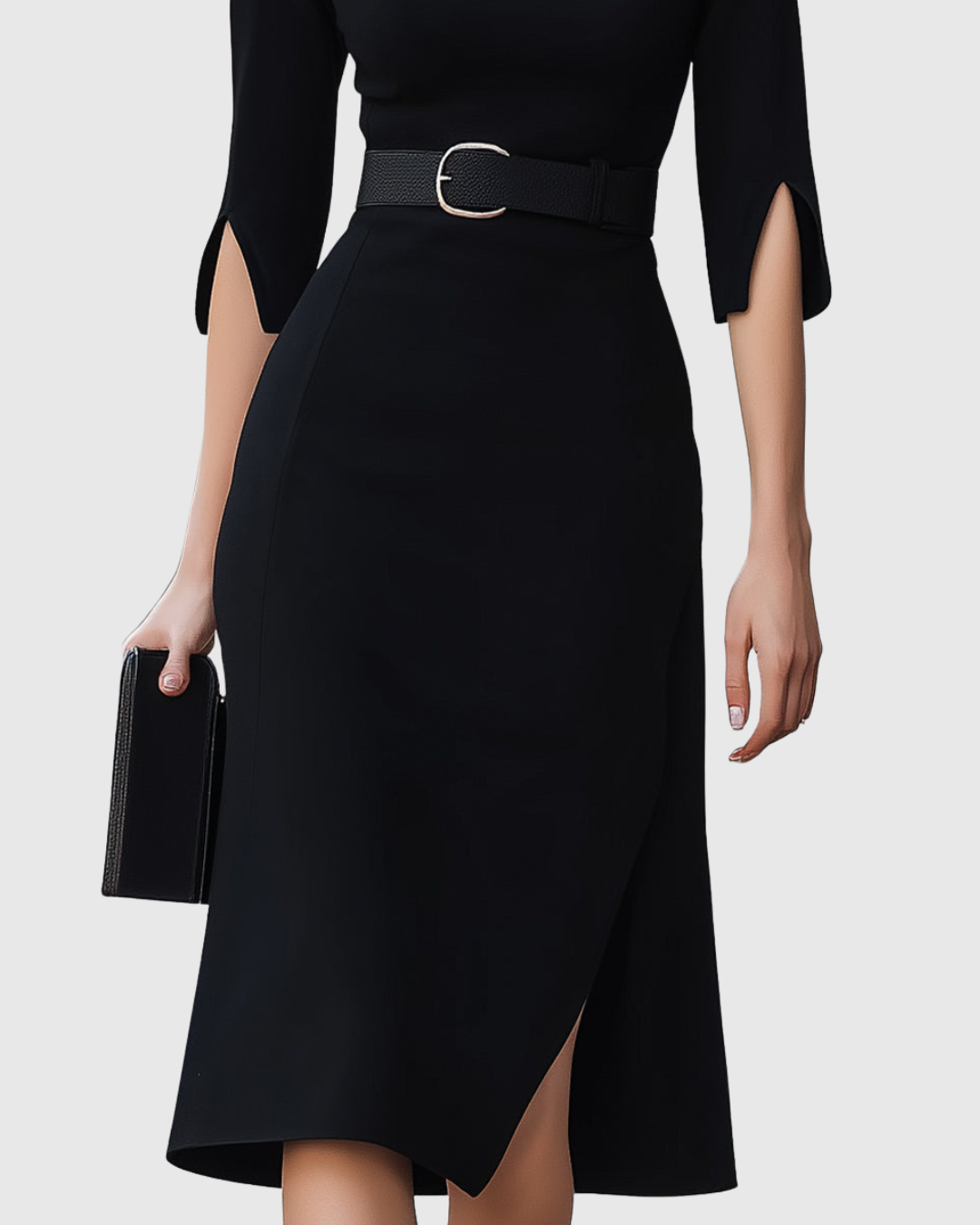 Valantomode | Timeless Black Midi Dress for Every Occasion