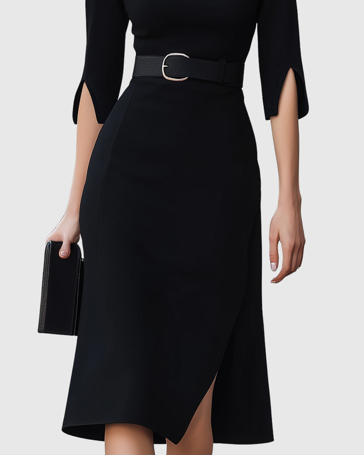 Valantomode | Timeless Black Midi Dress for Every Occasion