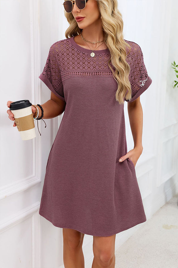 Valantomode | Chic Knit Round Neck Mini Dress for Effortless Style