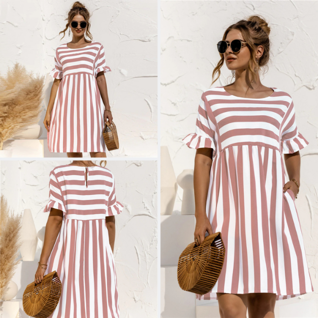 Valantomode | Chic Striped Dress Perfect for Summer Days and Events