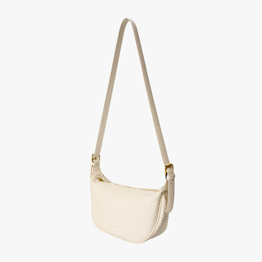 Valantomode | The Tesla Interlace Garrison – Women's Premium Braided Vegan Leather Half-Moon Handbag