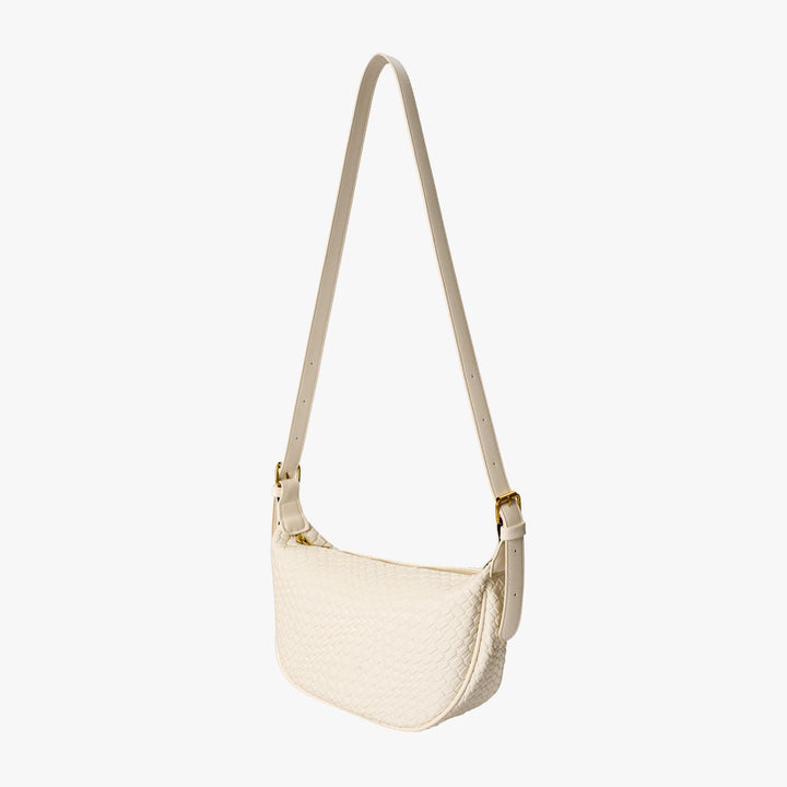 Valantomode | The Tesla Interlace Garrison – Women's Premium Braided Vegan Leather Half-Moon Handbag
