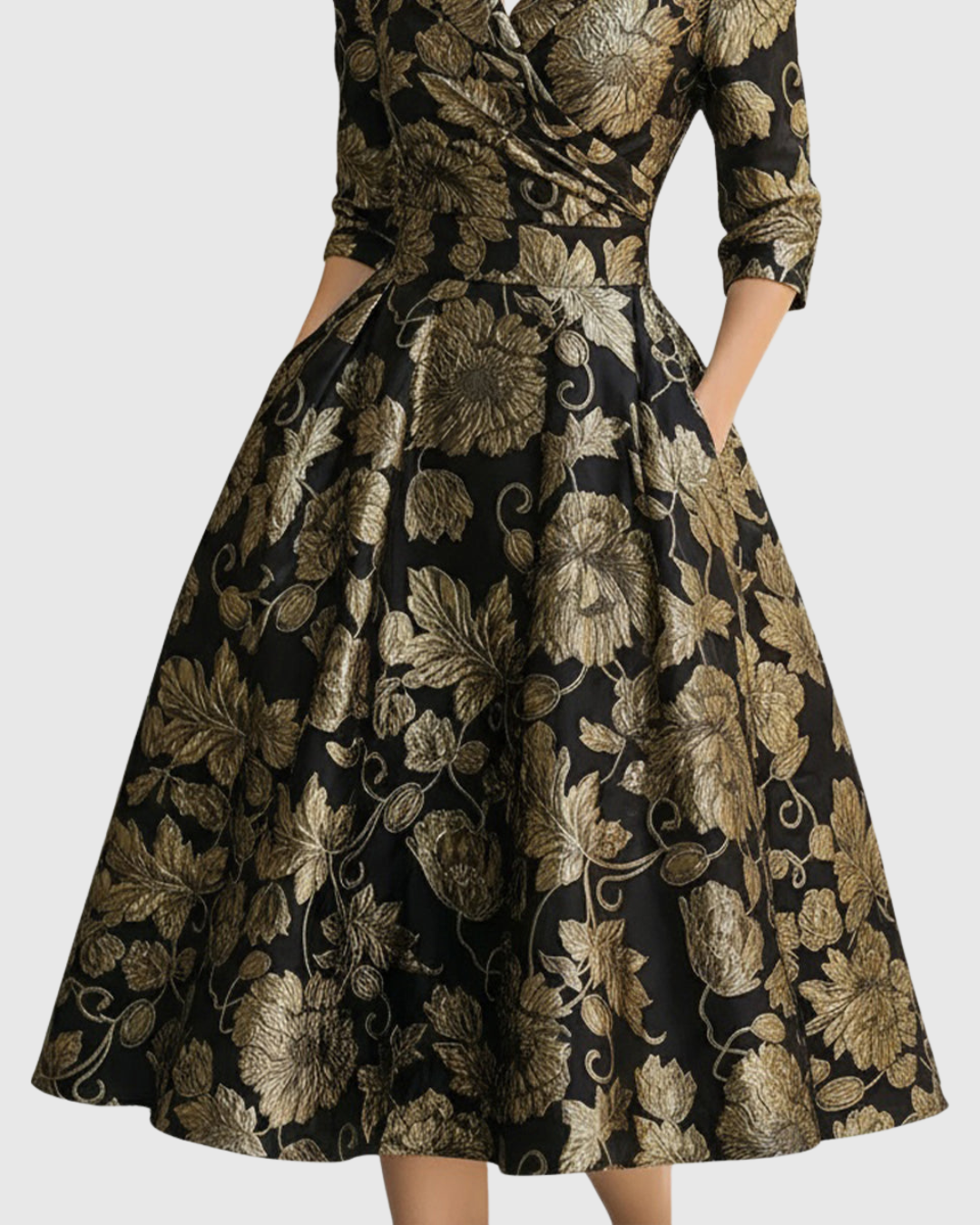 Valantomode | Beautiful Floral Embroidered Midi Dress for Everyday Wear