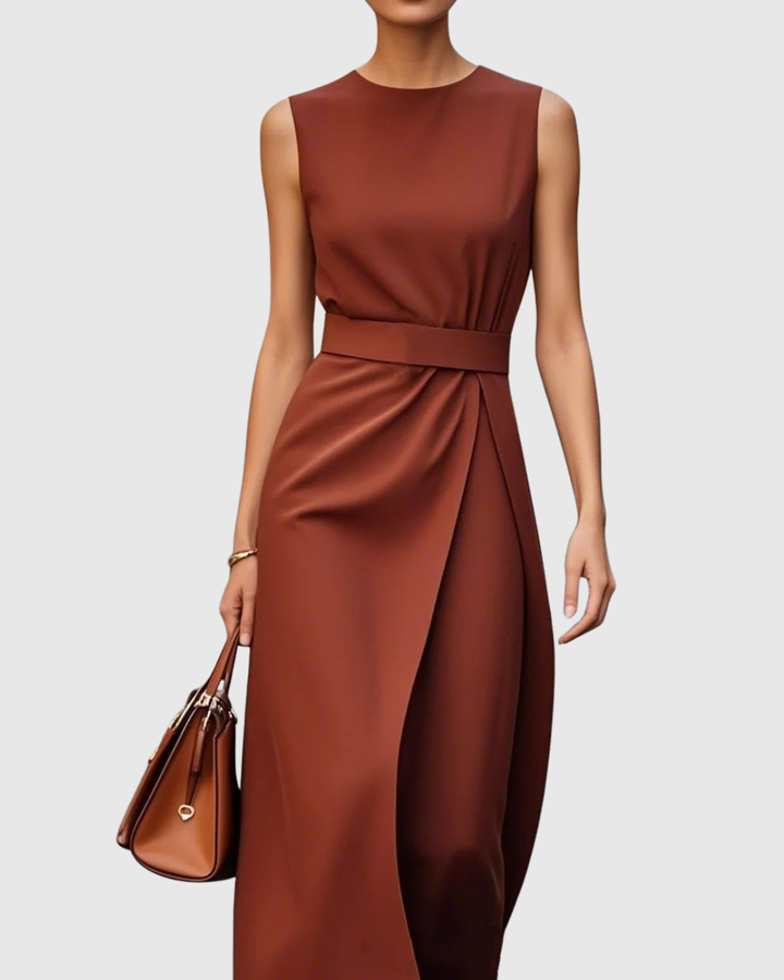 Valantomode | Stylish Round Neck Dress for Effortless Chic Look