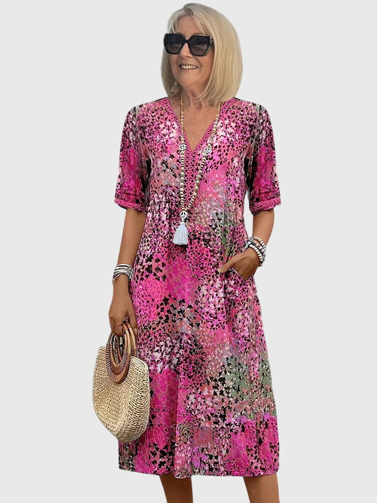 Valantomode | Beautiful Floral Midi Dress for Spring Celebrations