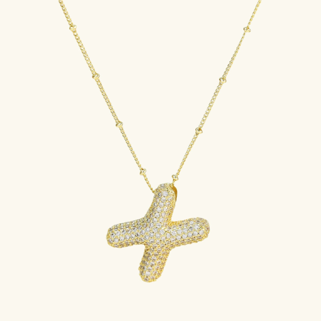 Valantomode | Gold Plated Bubble Initial Necklace for Women