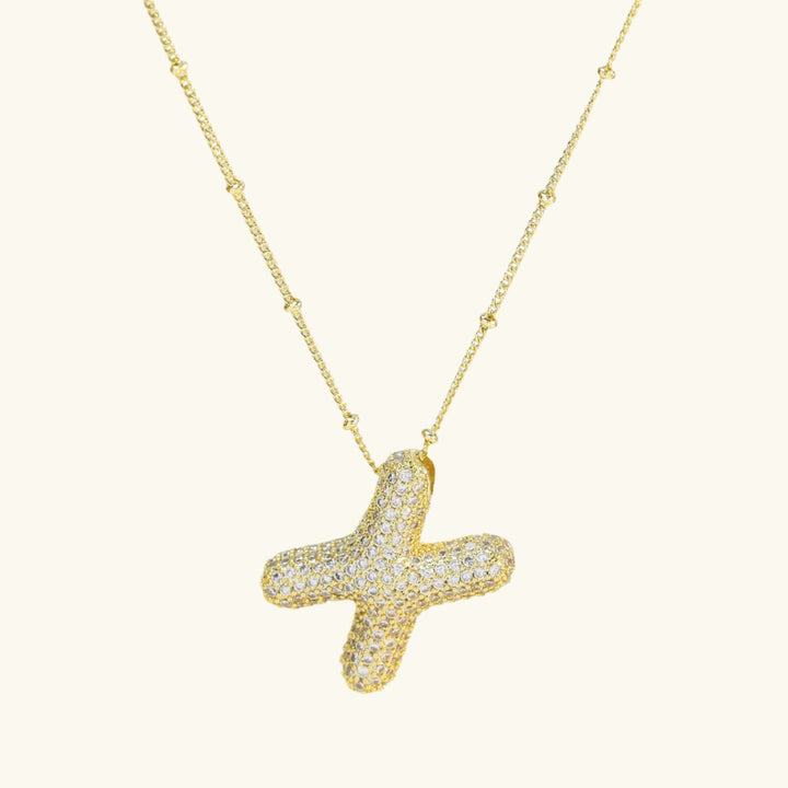 Valantomode | Gold Plated Bubble Initial Necklace for Women