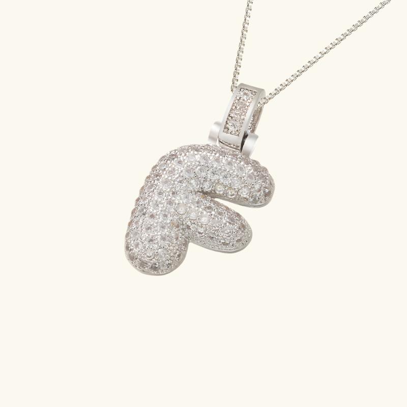 Valantomode | Plated Letter Luxe Necklace with Alphanumeric Architecture and Refractive Assets