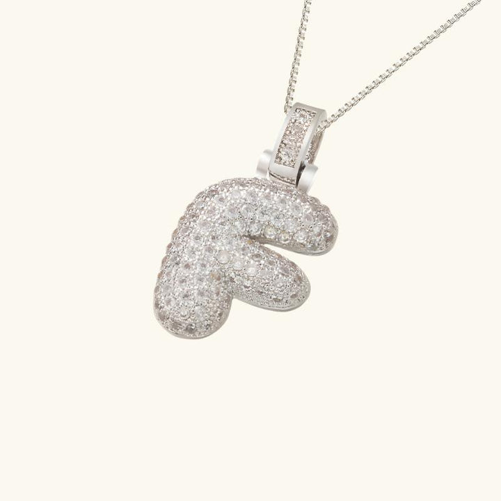 Valantomode | Plated Letter Luxe Necklace with Alphanumeric Architecture and Refractive Assets