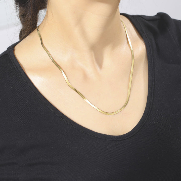 Valantomode | Plated Hailey Herringbone Necklace with Imbricated V-Link Architecture