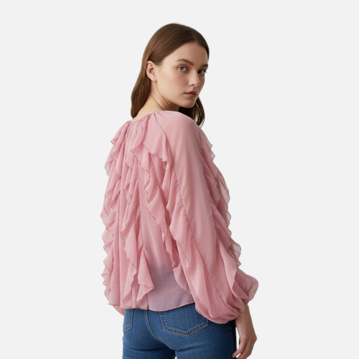 Valantomode | Women’s Sheer Ruffle Blouse
