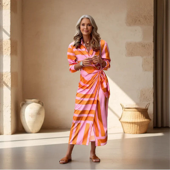Valantomode | Dress with Printed Wrap Design