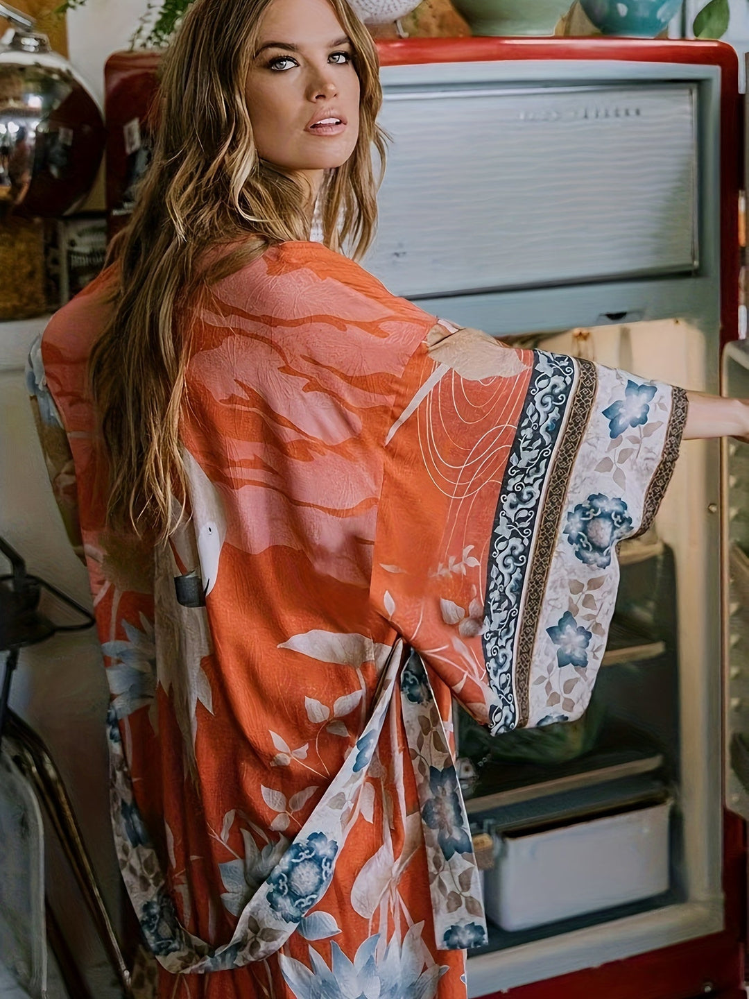 Valantomode | Chic Bohemian Floral Print Lounge Robe