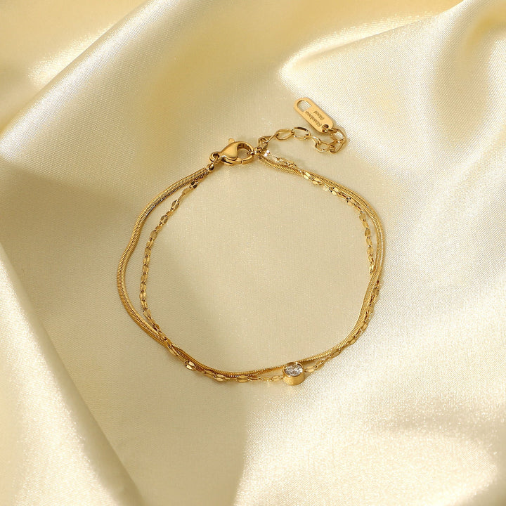 Valantomode | Gold Plated Dual Layer Bracelet for Women – Ladies Jewelry