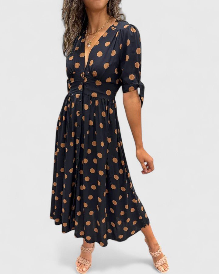 Valantomode | Chic Polka Dot Dress for Effortless Everyday Style