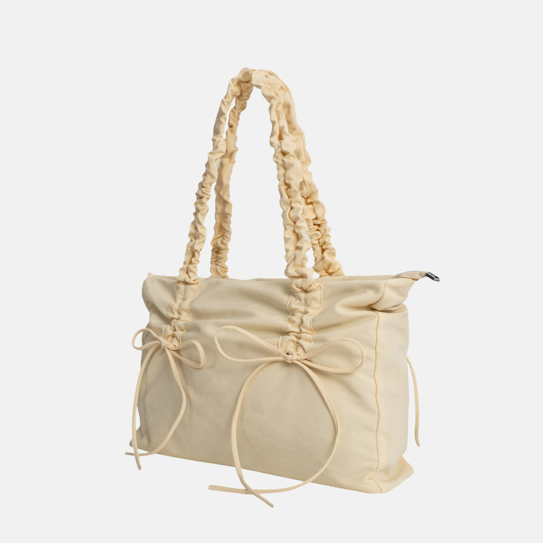 Valantomode | Luna Ribbon Kinetic Tote – Lightweight Adjustable Nylon Shoulder Bag with Ribbon Detail