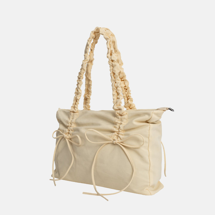 Valantomode | Luna Ribbon Kinetic Tote – Lightweight Adjustable Nylon Shoulder Bag with Ribbon Detail