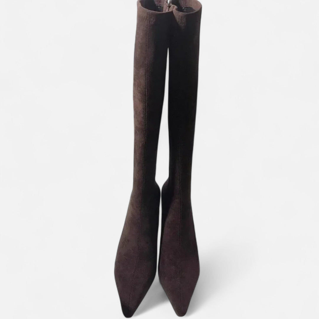 Valantomode | Women’s Suede Thigh-High Boots with Heels