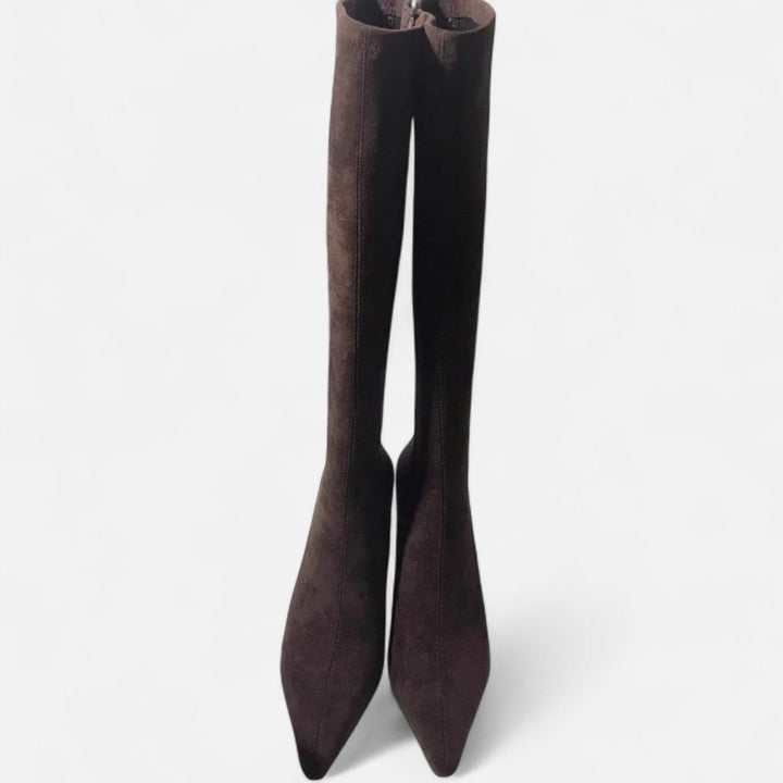 Valantomode | Women’s Suede Thigh-High Boots with Heels