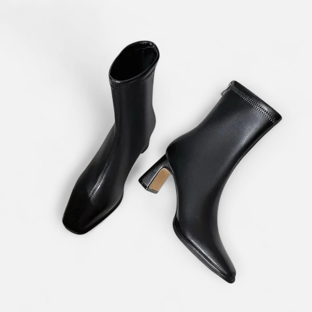 Valantomode | Women’s Vintage Square-Toe Ankle Boots – Retro Executive Leather Booties