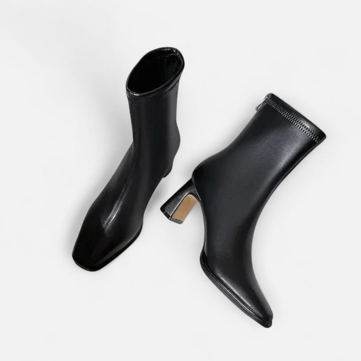 Valantomode | Women’s Vintage Square-Toe Ankle Boots – Retro Executive Leather Booties