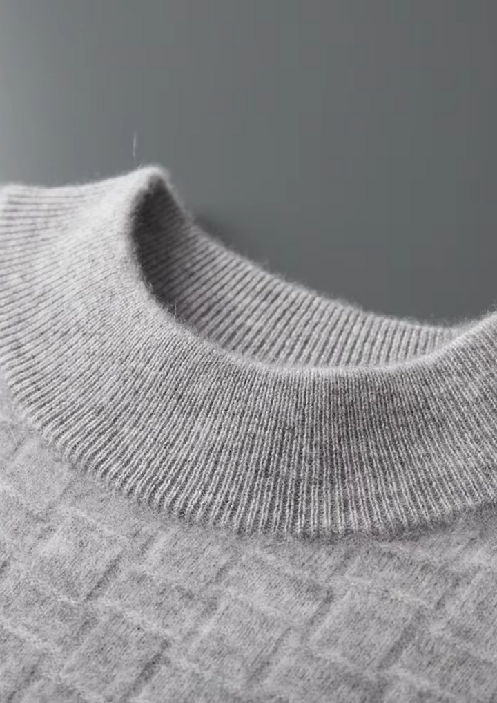 Valantomode | Men’s Textured Mockneck Knit – Geometric Presence & Tactical Elegance