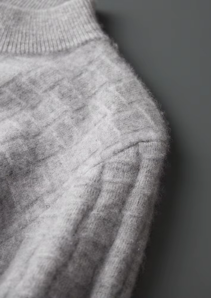 Valantomode | Men’s Textured Mockneck Knit – Geometric Presence & Tactical Elegance