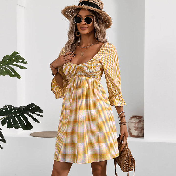 Valantomode | Chic Smocked Mini Dress with Short Sleeves