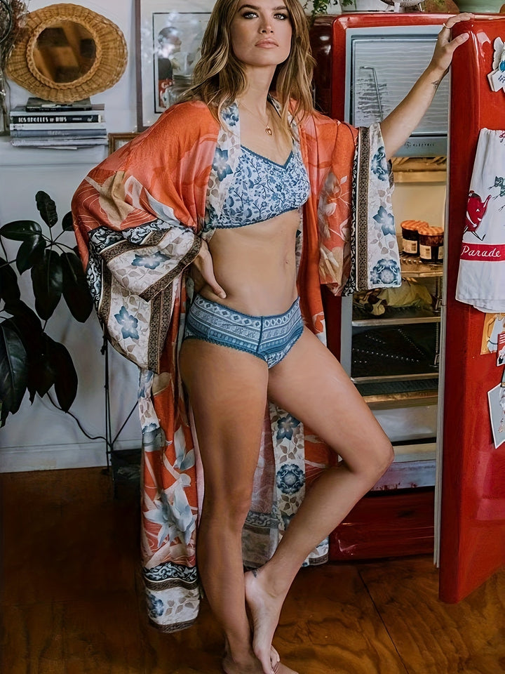 Valantomode | Chic Bohemian Floral Print Lounge Robe