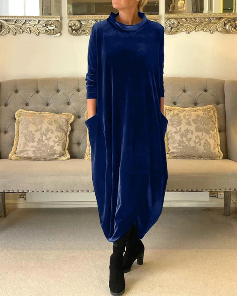 Valantomode | Chic Long Dress with Convenient Pockets for Every Occasion