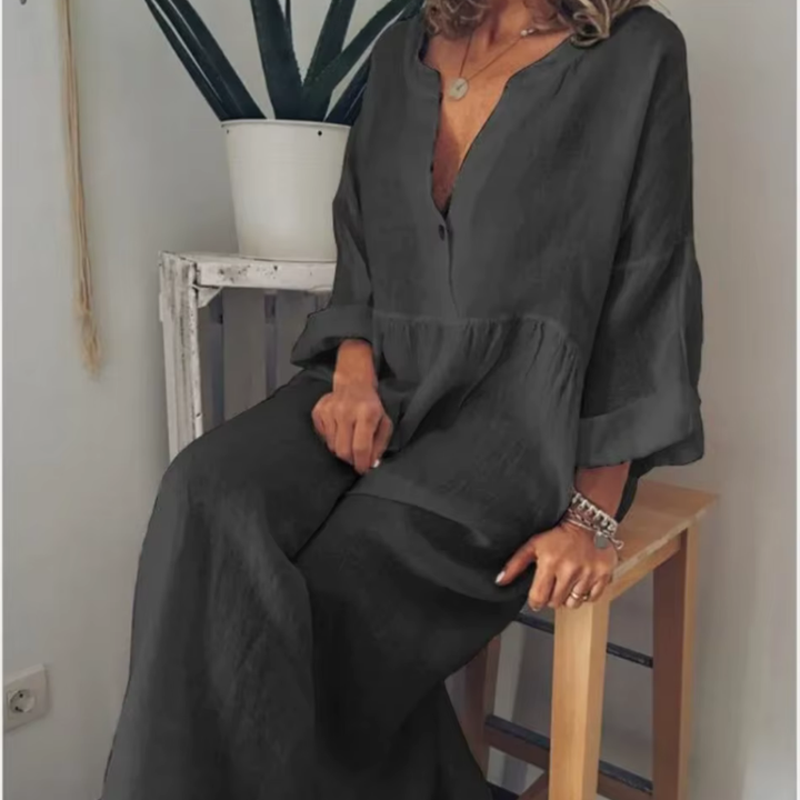Valantomode | V-Slit Maxi Skirt for Effortless Summer Style