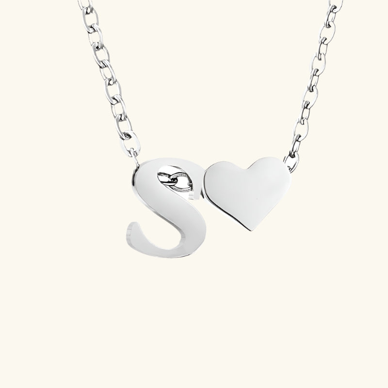 Valantomode | Plated Initial and Heart Charm Necklace for Women