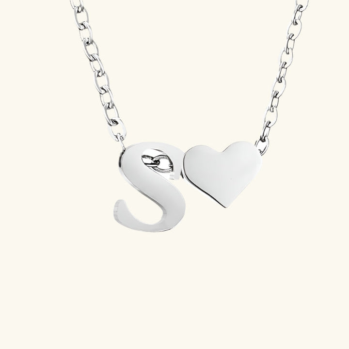Valantomode | Plated Initial and Heart Charm Necklace for Women