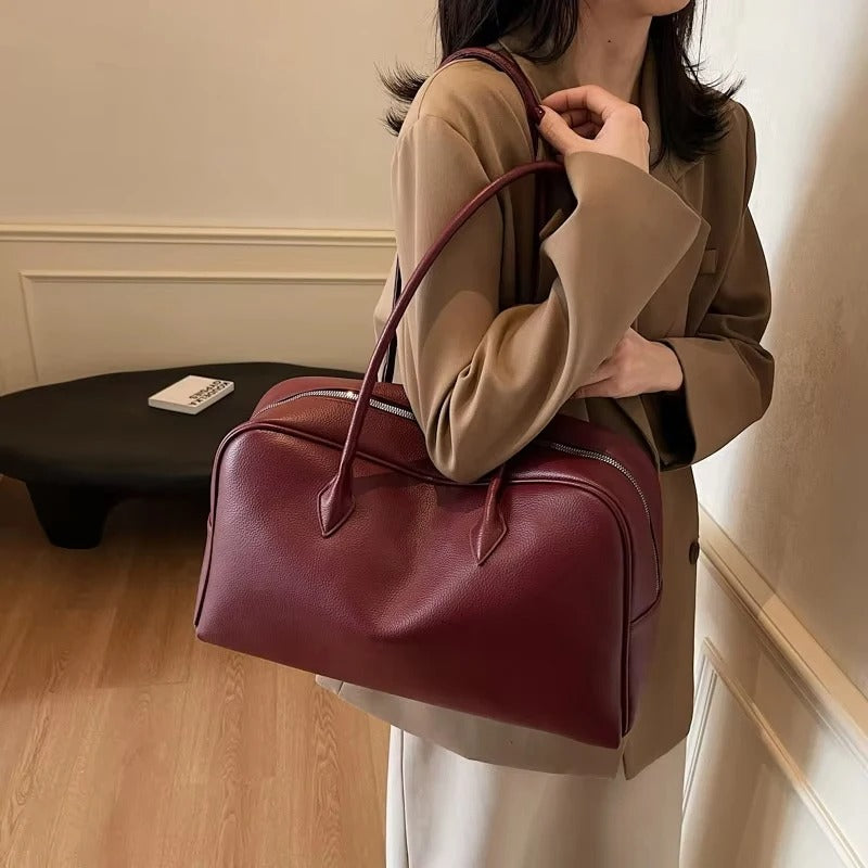 Valantomode | Aura Bowling Courier – Premium Soft Leather-Feel Large Commuter Shoulder Bag