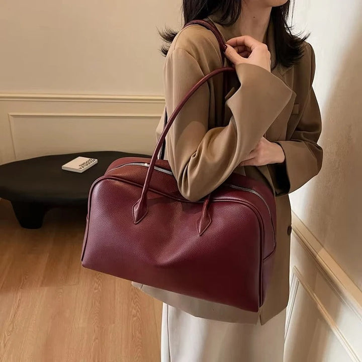 Valantomode | Aura Bowling Courier – Premium Soft Leather-Feel Large Commuter Shoulder Bag