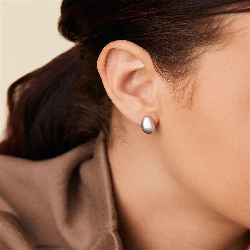Valantomode | Plated Organic Bean-Shaped Minimalist Earrings for Women