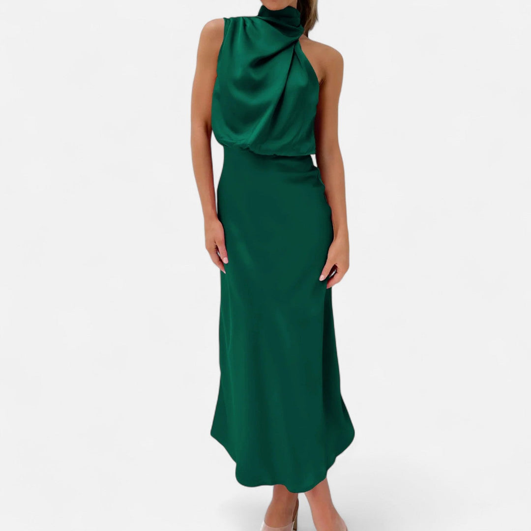 Valantomode | Women’s Satin A-Line Sleeveless Long Dress