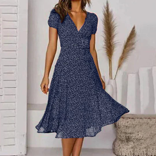 Valantomode | Stunning A-Line V-Neck Dress for Effortless Style