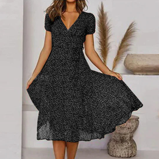 Valantomode | Stunning A-Line V-Neck Dress for Effortless Style