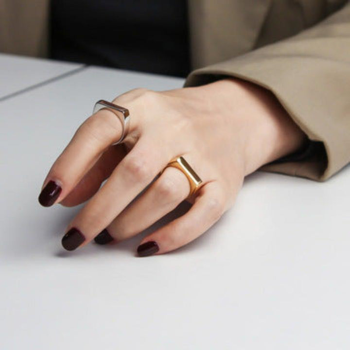 Valantomode | Plated Geometric Open-Ended Ring with Minimalist Monolithic Architecture