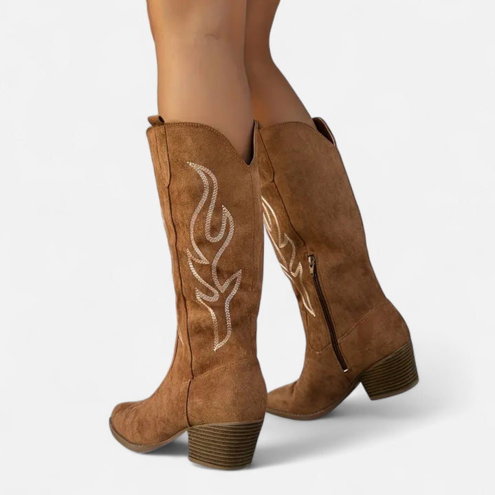 Valantomode | Women’s Chunky Heel Cowboy Boots