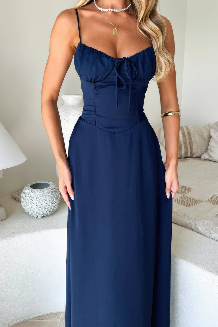 Valantomode | Sweetheart Maxi Dress with Bow Accent for Elegant Style