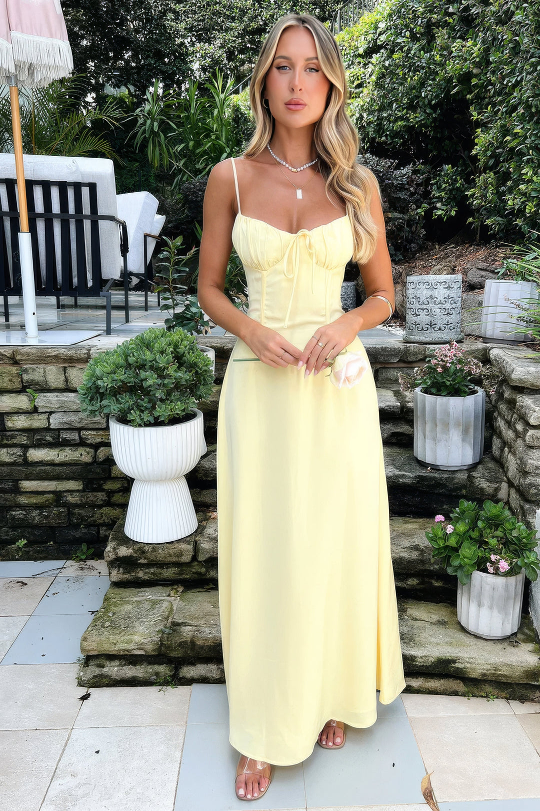 Valantomode | Sweetheart Maxi Dress with Bow Accent for Elegant Style
