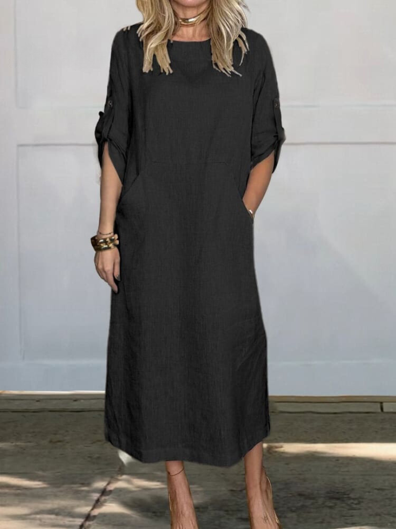 Valantomode | Chic Linen Dress for Effortless Summer Style