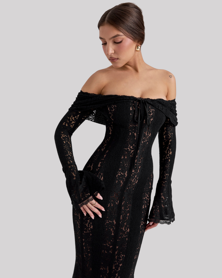 Valantomode | Chic Floral Off-Shoulder Dress for Effortless Elegance