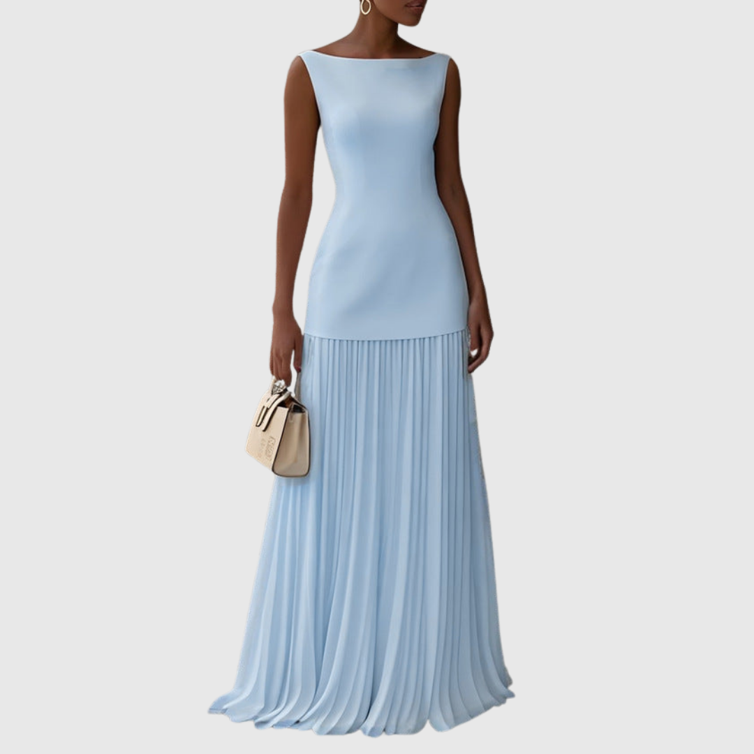 Valantomode | Stylish Sleeveless Dress with Elegant Flowing Pleats
