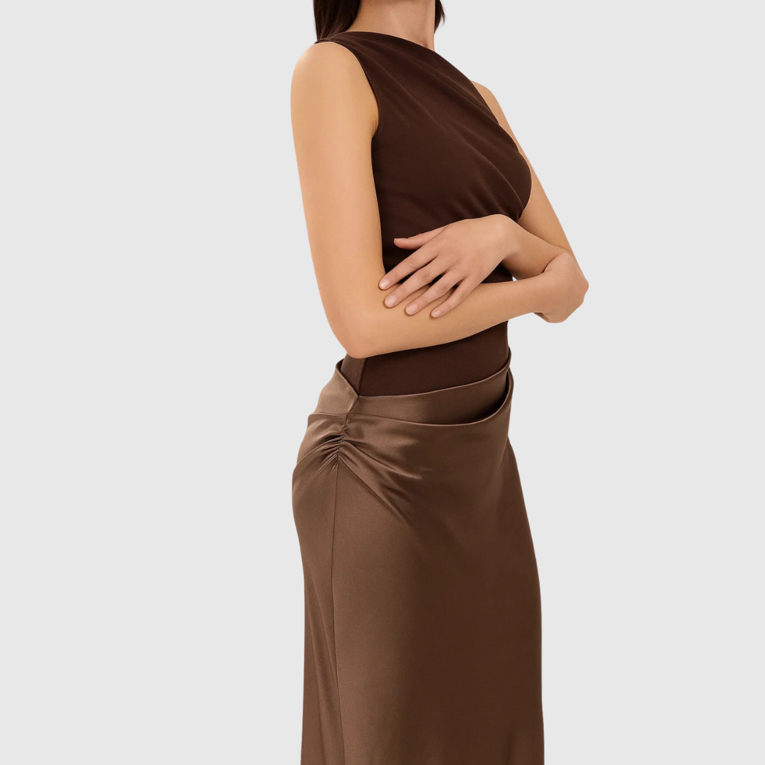 Valantomode | Stunning Asymmetric Satin Gown for Evening Events