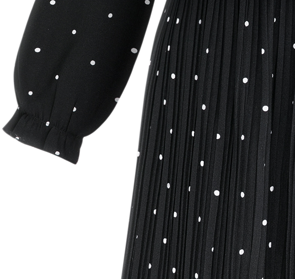 Valantomode | Chic Polka Dot Chiffon Maxi Dress with Tie-Neck Detail