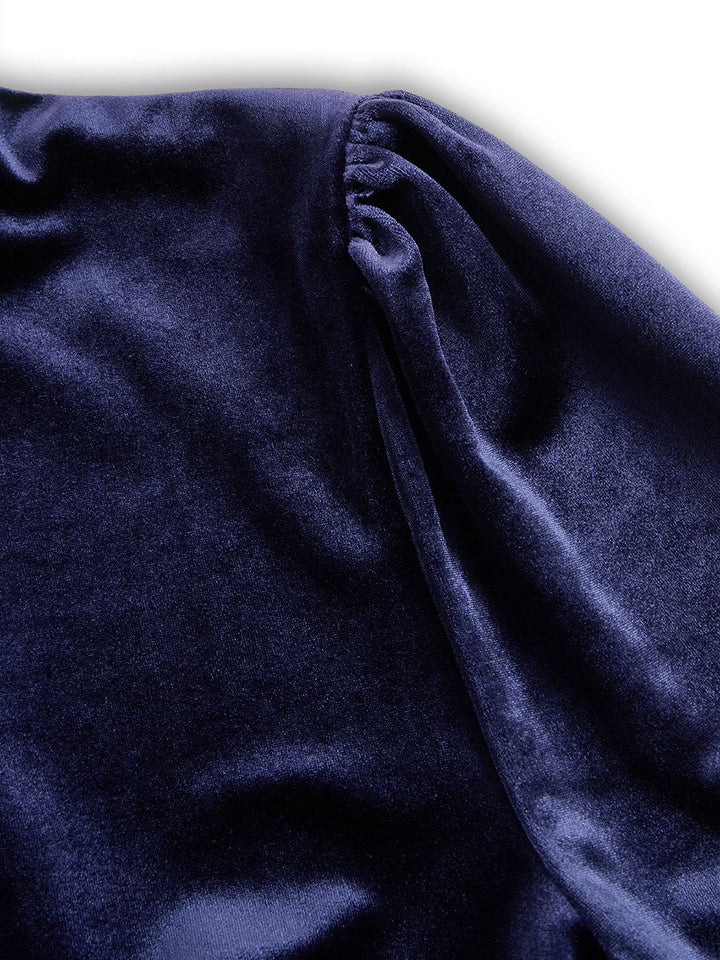 Valantomode | Classic Navy Midi Dress with Long Sleeves for Every Occasion