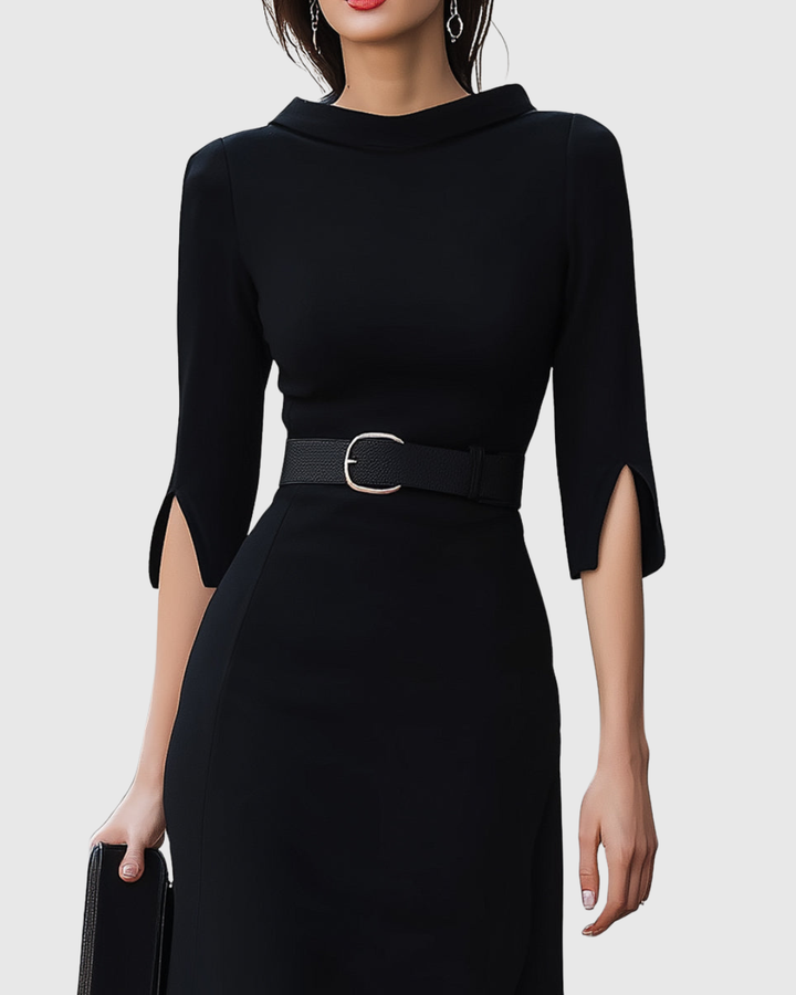 Valantomode | Timeless Black Midi Dress for Every Occasion